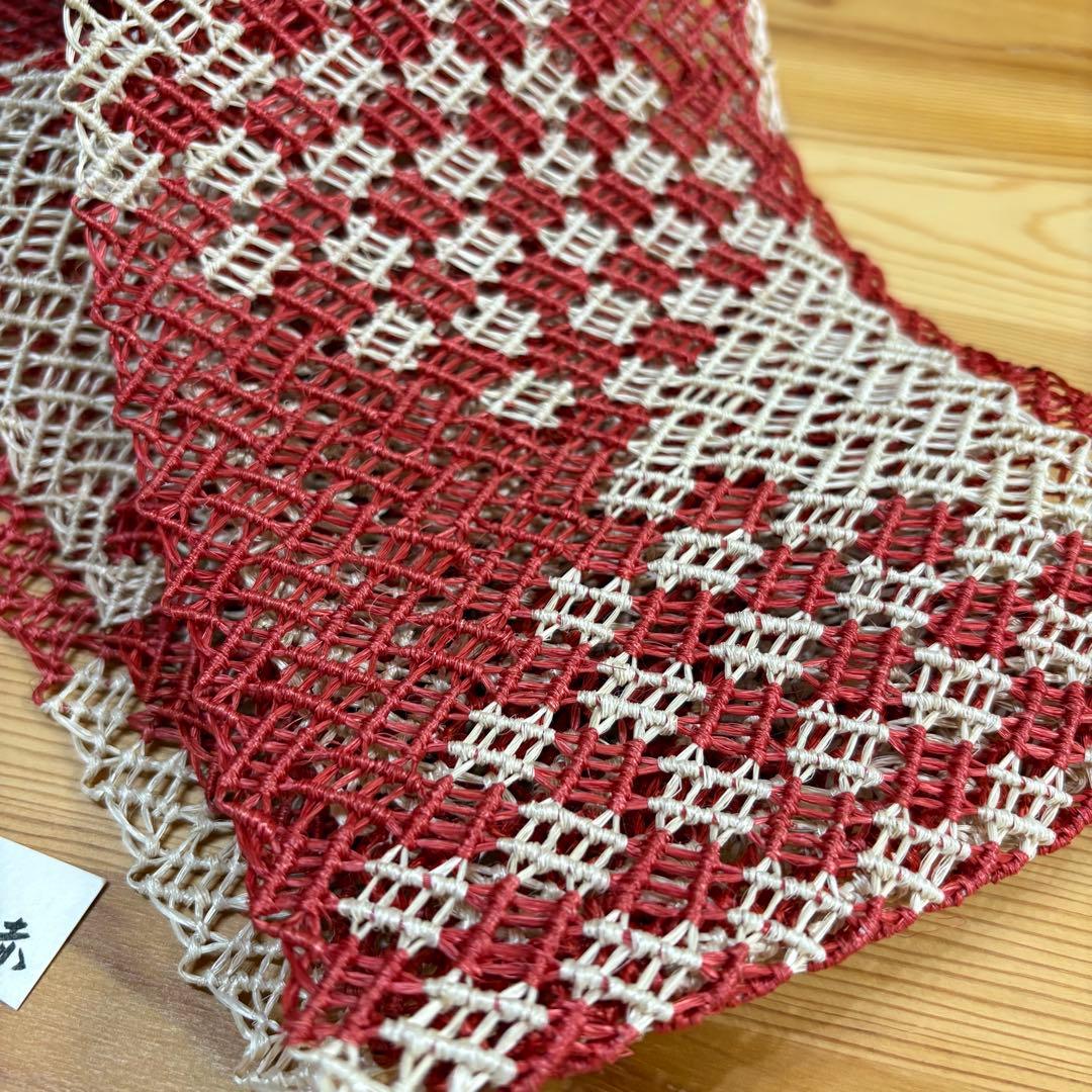 S*a様 誉田屋源兵衛 芭蕉　（紗綾形　格子　赤）半巾帯