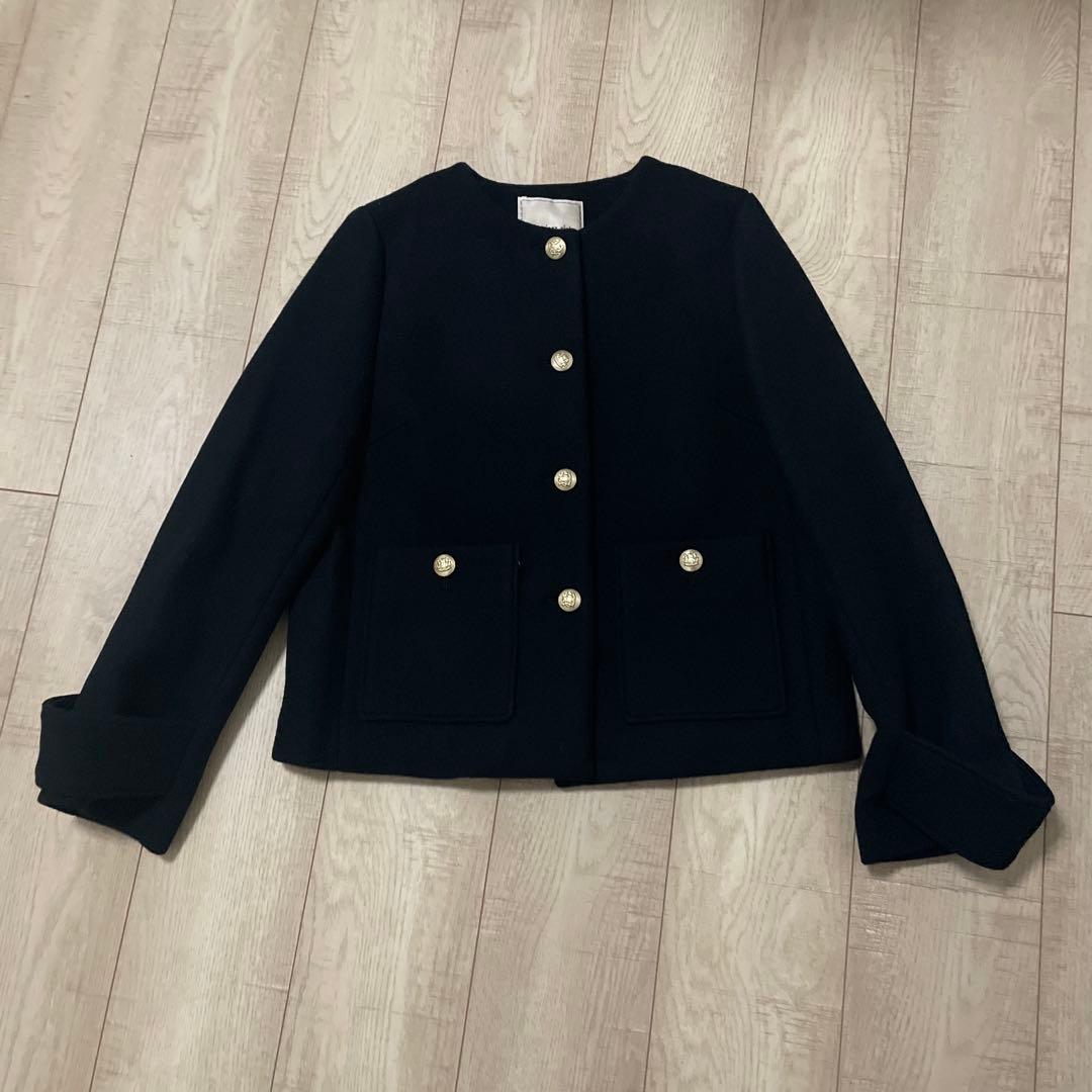 ブラック　ノーカラージャケット サイズ2