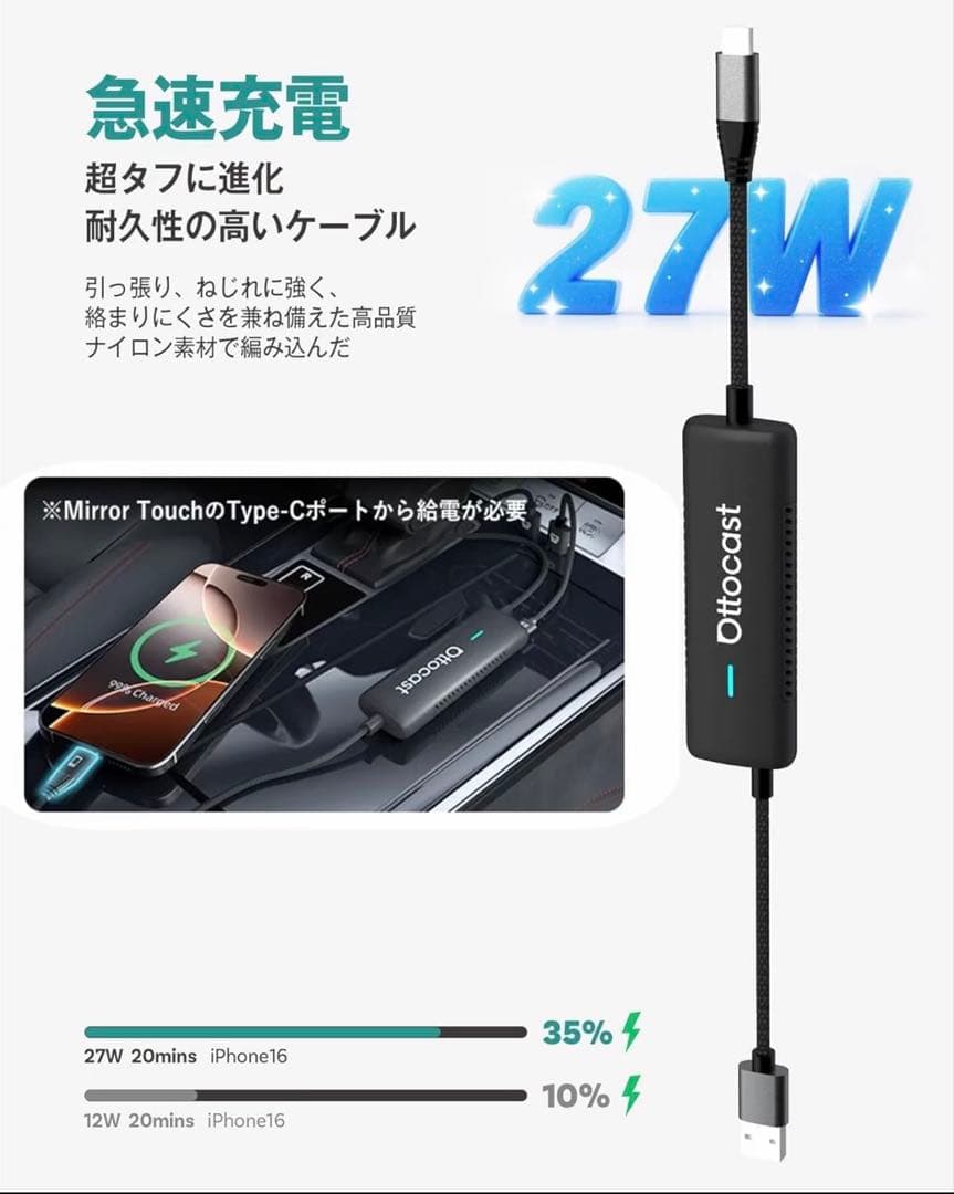 【OTTOCAST 】CarPlay ワイヤレスアダプター