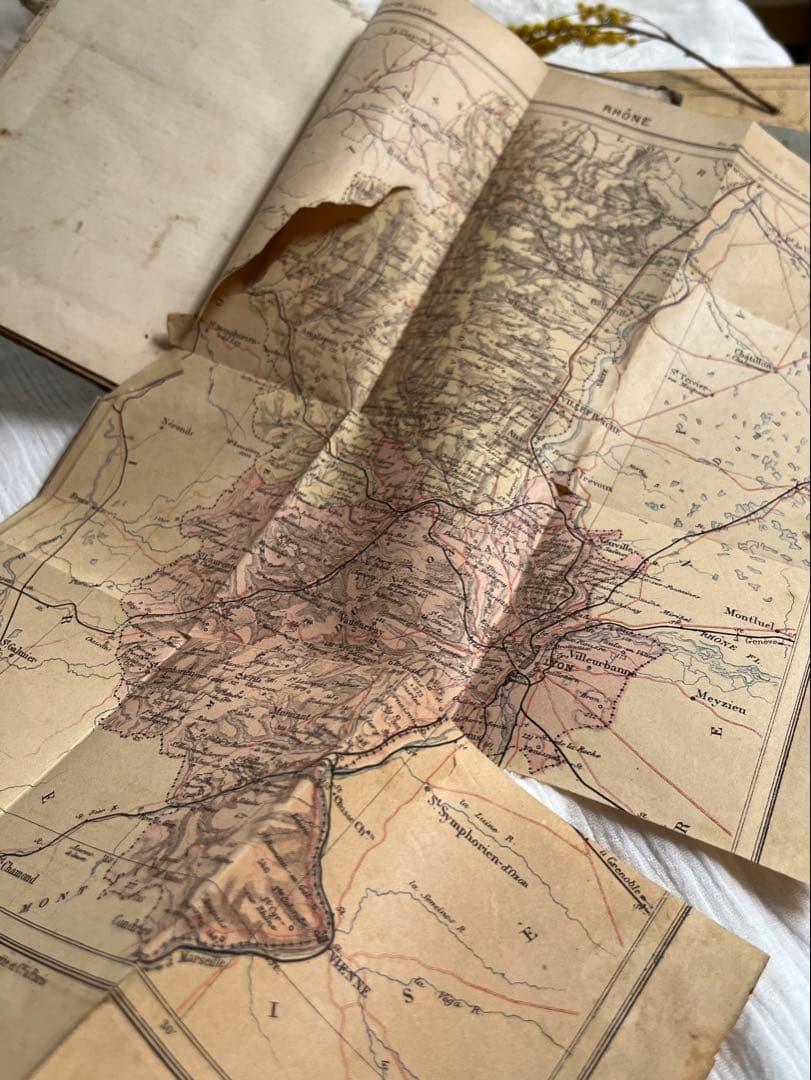 ◆SALE◆フランスアンティーク｜100年前古書教科書詩集手書きハガキ紙もの挿絵