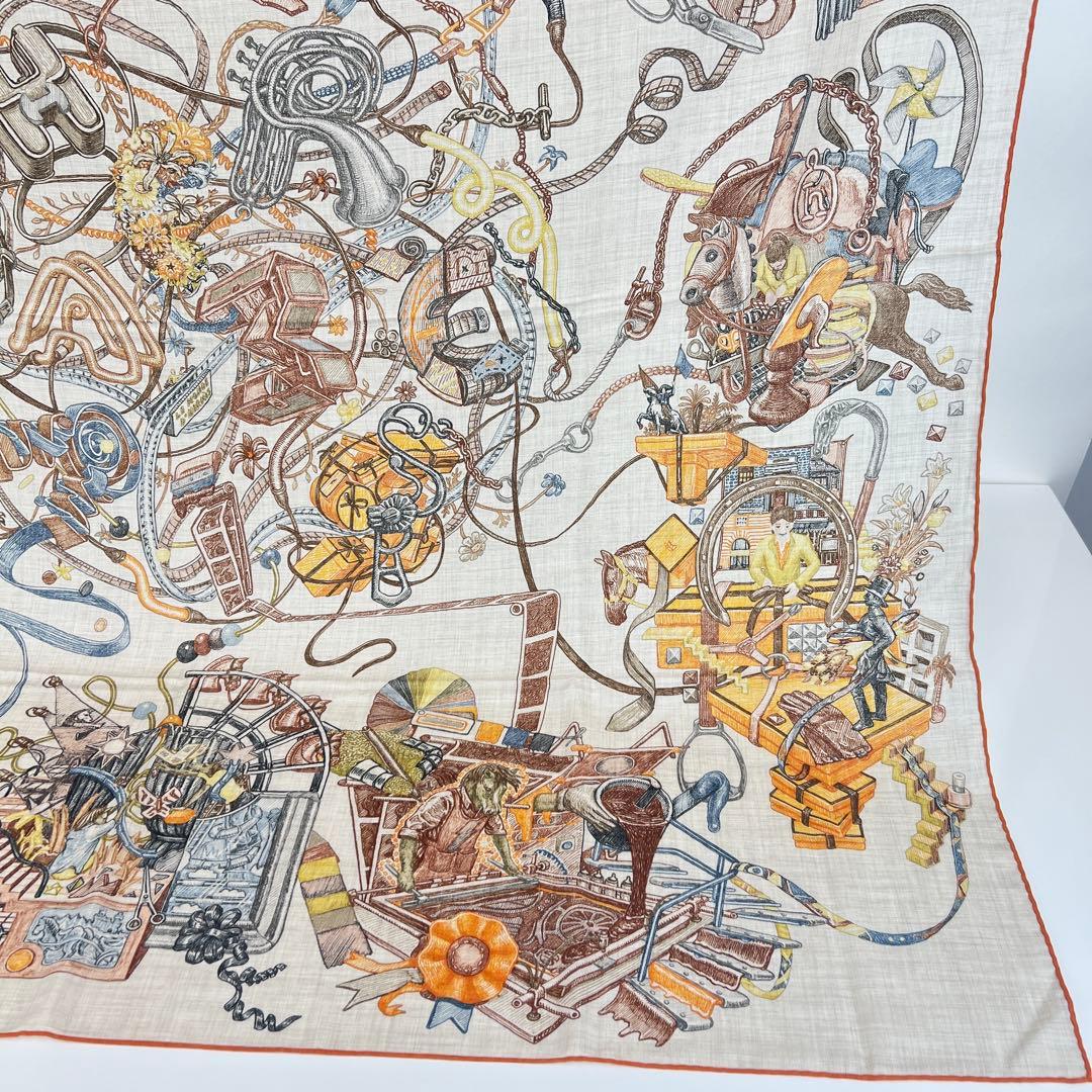 新品未使用 HERMES エルメス ショール エルメスの世界 ナチュレ オレンジ