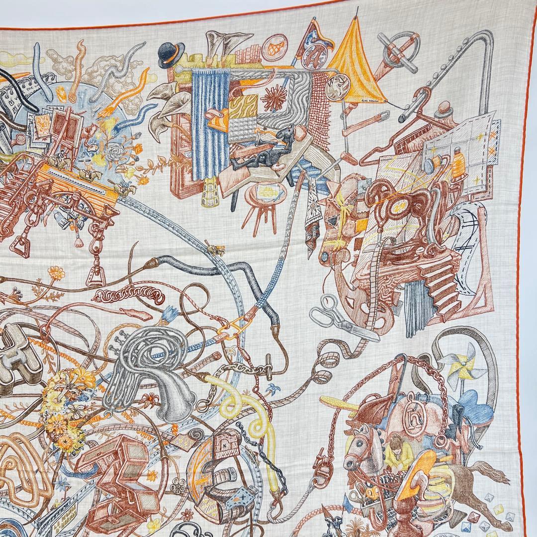 新品未使用 HERMES エルメス ショール エルメスの世界 ナチュレ オレンジ