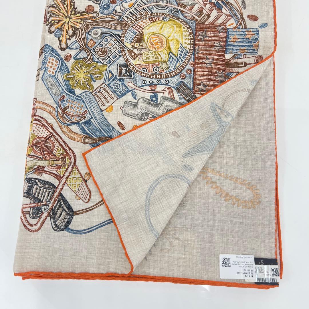 新品未使用 HERMES エルメス ショール エルメスの世界 ナチュレ オレンジ