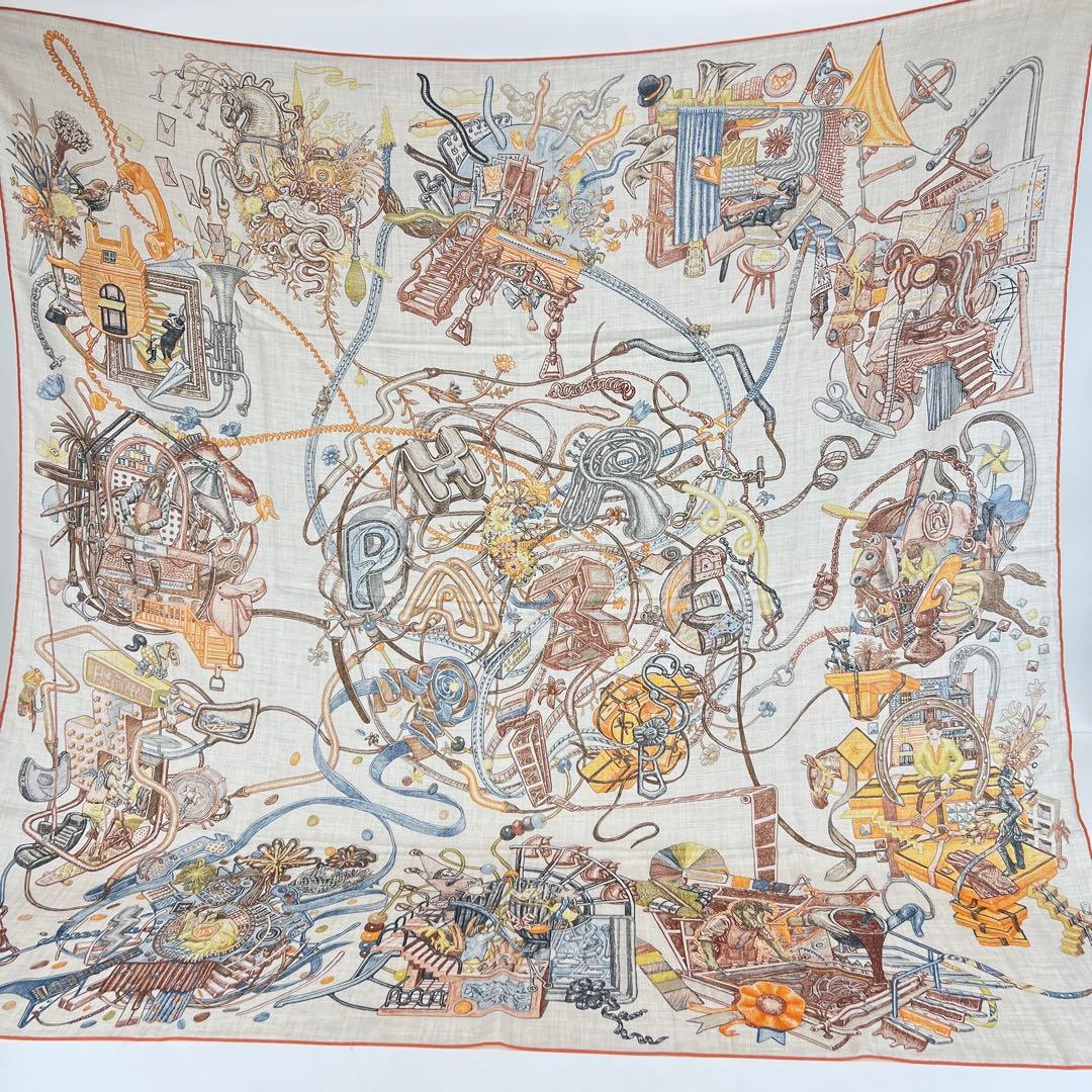 新品未使用 HERMES エルメス ショール エルメスの世界 ナチュレ オレンジ