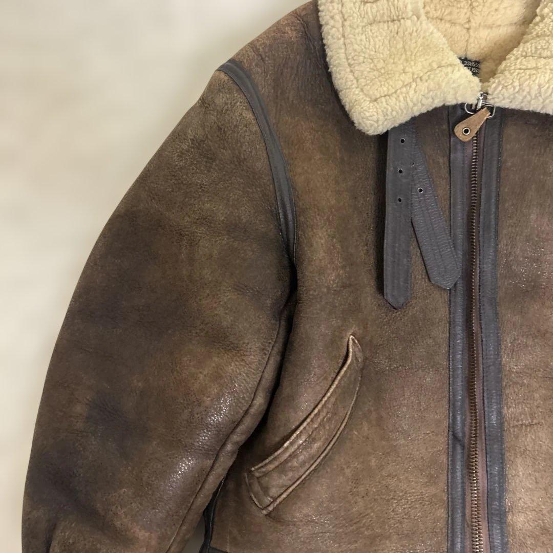 USA製 AVIREX ムートンフライトジャケット ボア 羊革 B3 38 秋冬