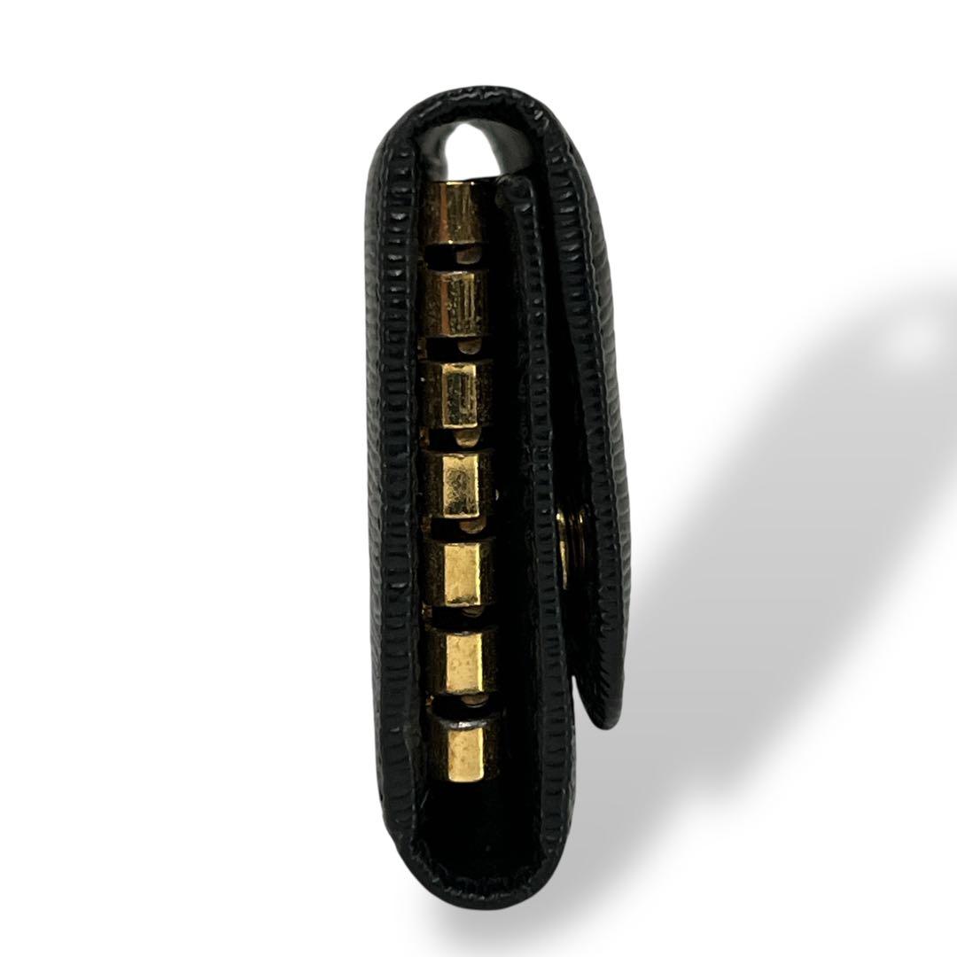 証明書付　良品　プラダ　6連キーケース　ゴールドロゴ　ブラック　レザー　男女兼用