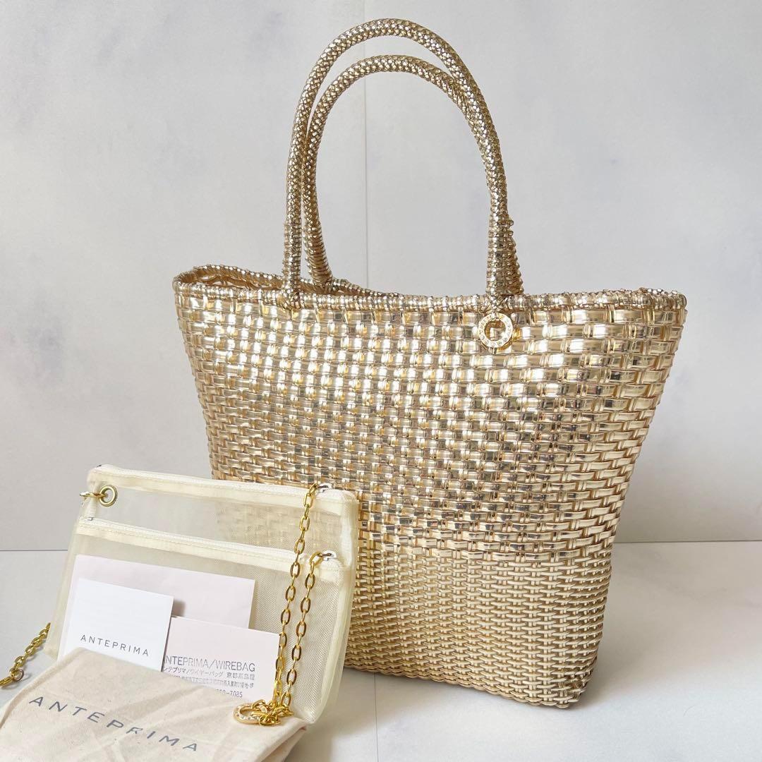 アンテプリマ イントレッチオ スモール トートバッグ ハンドバッグ ゴールド