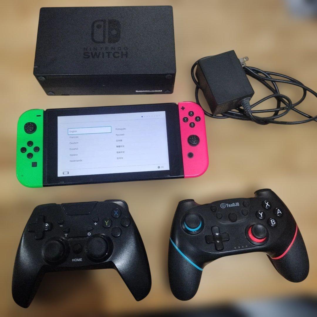 Nintendo Switch 本体 グリーン/ピンク 付属品あり