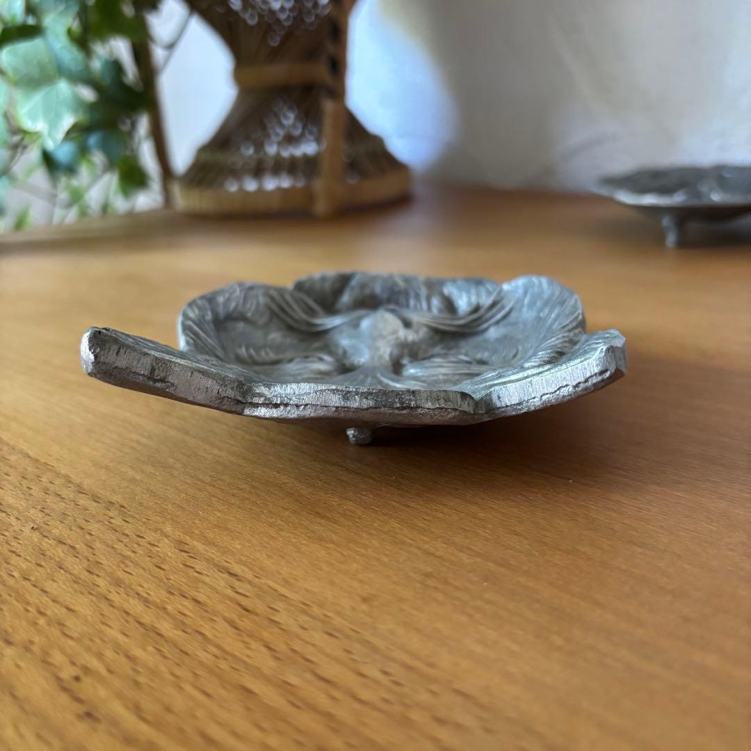 猫顔トレイ シルバー Vide poche フランスヴィンテージ