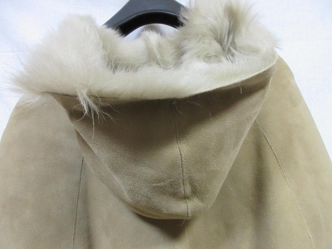 羊革　ムートン　毛皮　リーバーシブル　ポンチョ