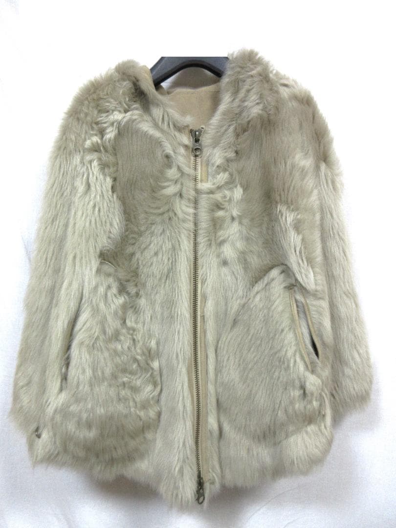 羊革　ムートン　毛皮　リーバーシブル　ポンチョ