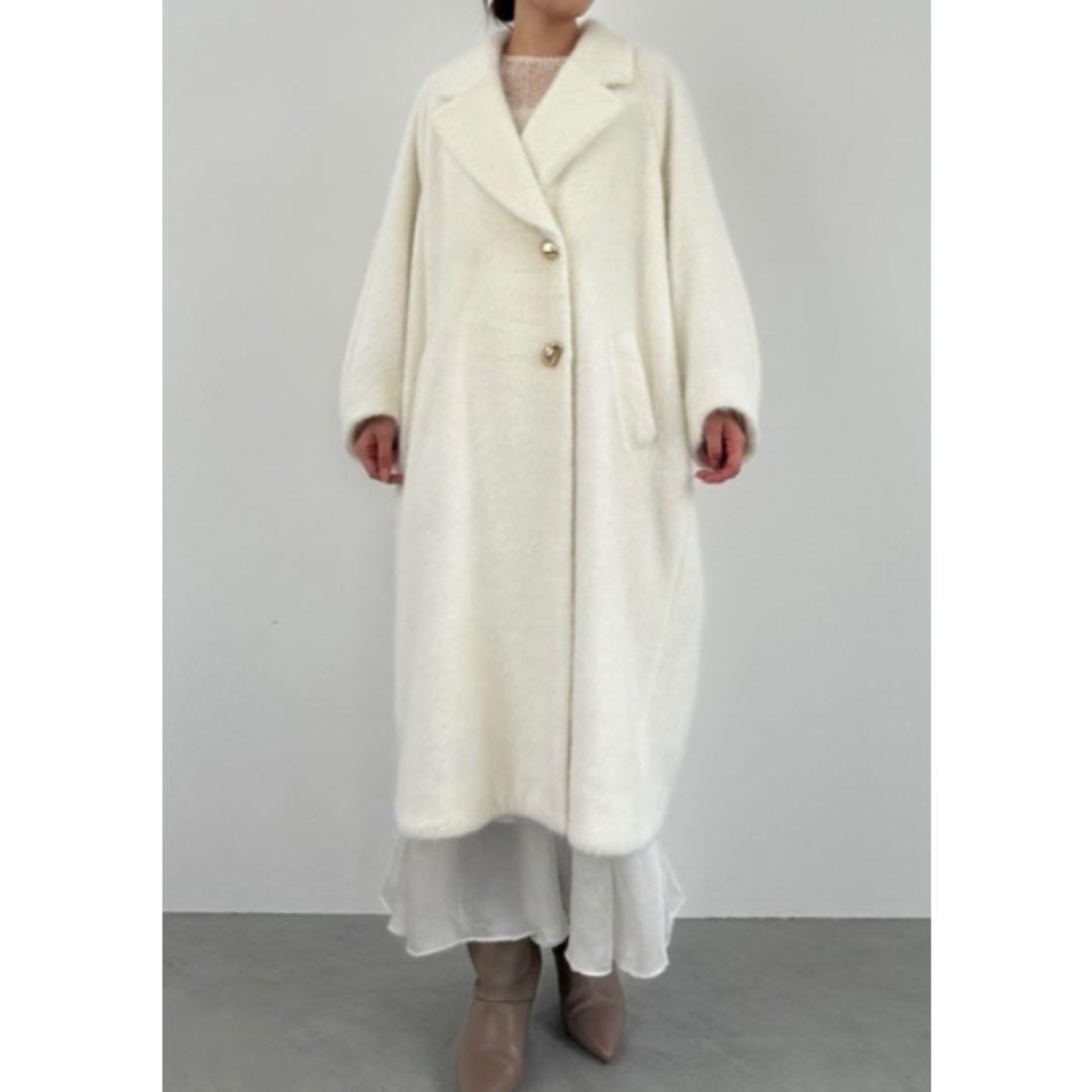 SNIDEL シャギーロングコート ホワイト 1 ファー キレイめ 上品 大人