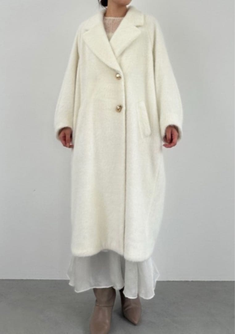 SNIDEL シャギーロングコート ホワイト 1 ファー キレイめ 上品 大人