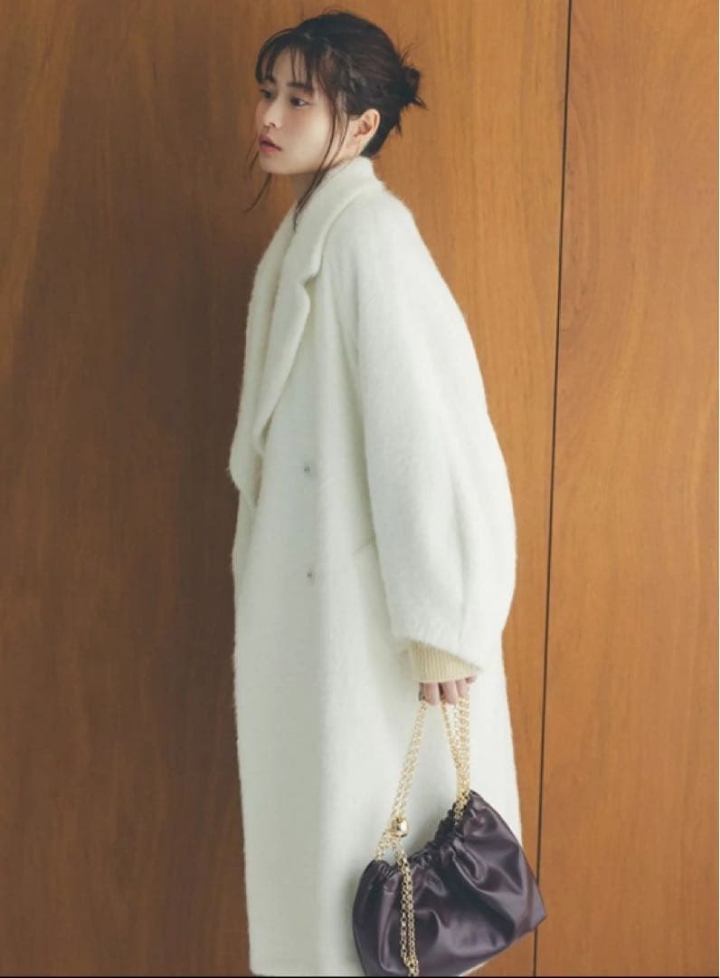 SNIDEL シャギーロングコート ホワイト 1 ファー キレイめ 上品 大人