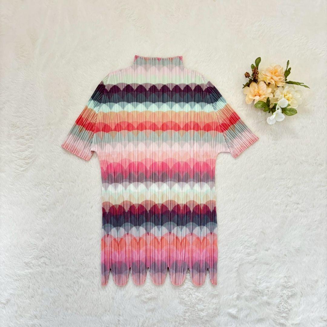 新品同様　プリーツプリーズ　イッセイミヤケ　カットソー　トップス　総柄