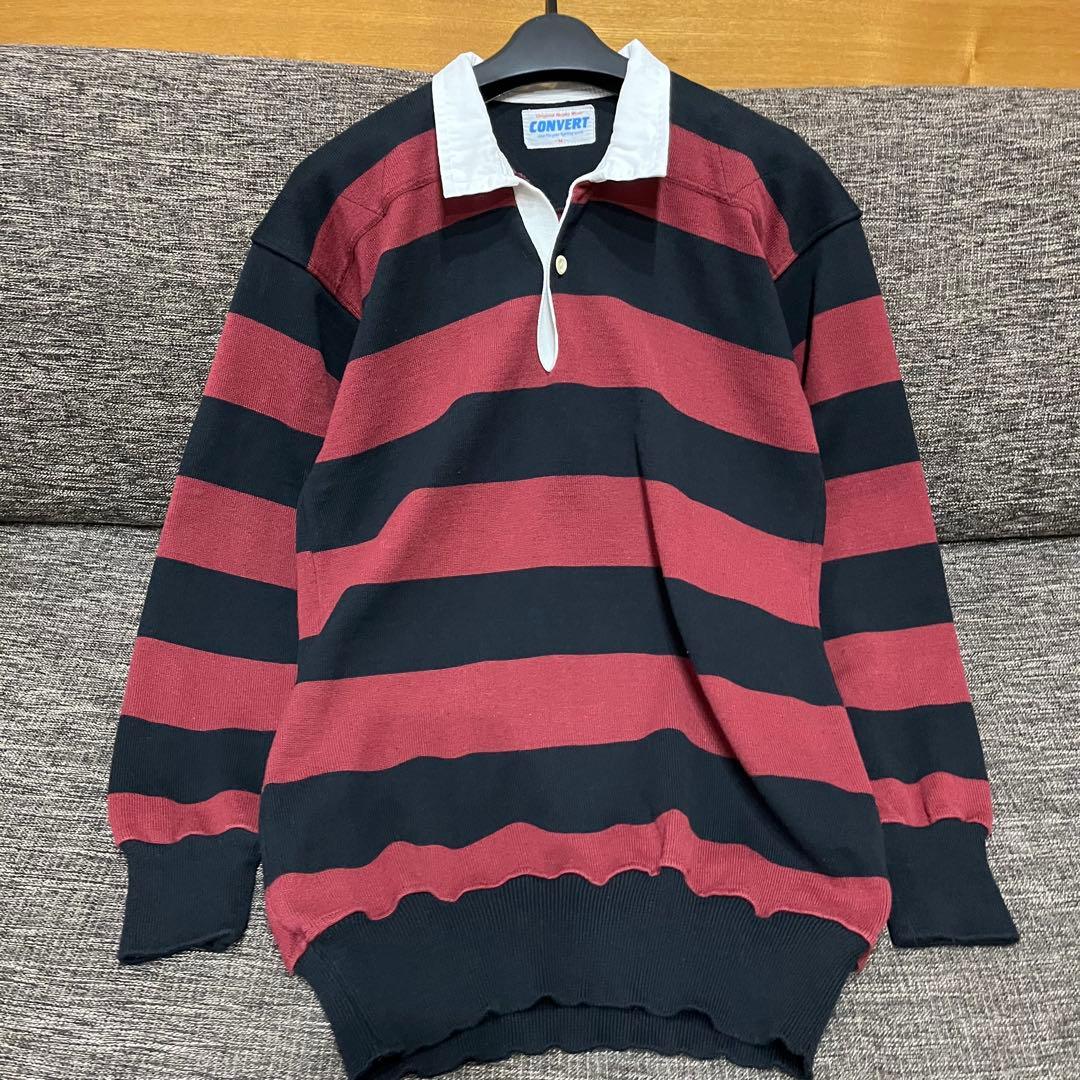 80s-90s CONVERT コンバート ラガーシャツ ボーダー 早大カラー