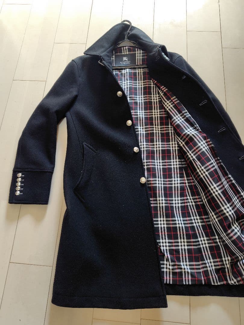 極美品バーバリーブラックレーベル　ナポレオンマリンコート　М　ブラック　カシミヤ