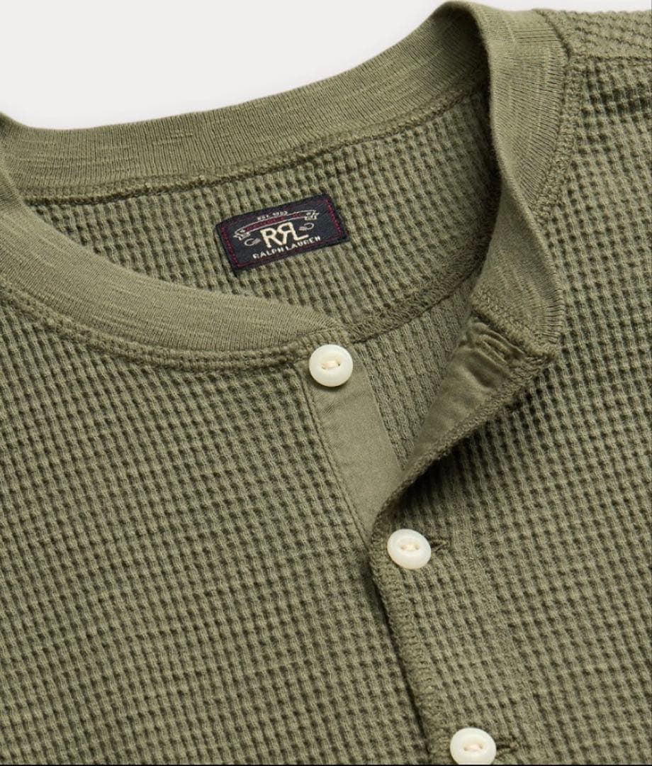 新品*RRL*ガーメントダイド ワッフルニット ヘンリーネック シャツ *M