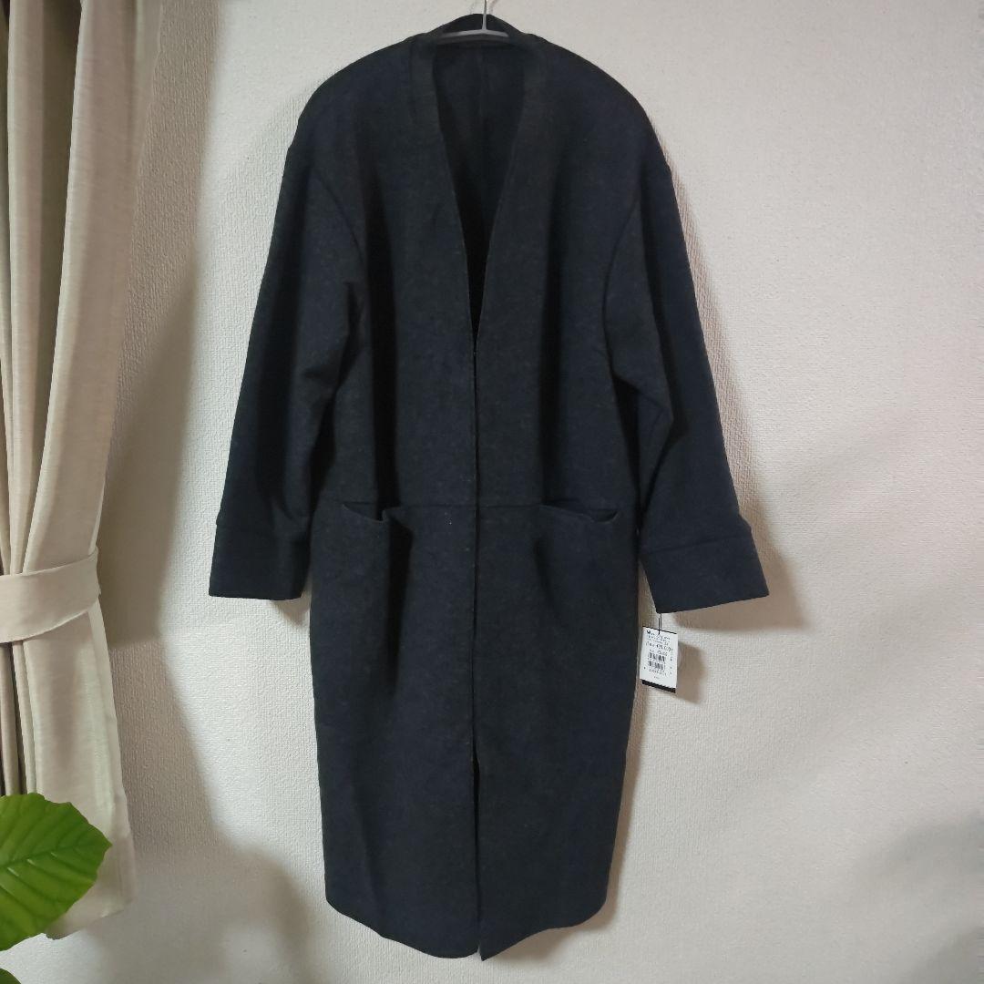 Aga×NORITAKE 圧縮ウールジョーゼットノーカラーコート