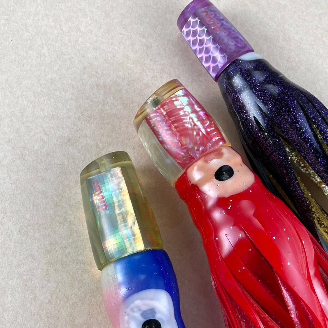 【未使用　トローリングルアー】スカートルアー　３本セット　カジキ　ソフトヘッド