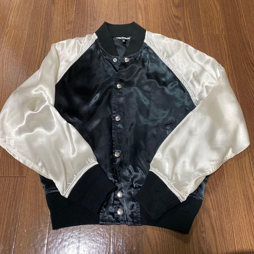 ブラックコムデギャルソン　総キュプラ ラグラン切替 スカジャン m プリント