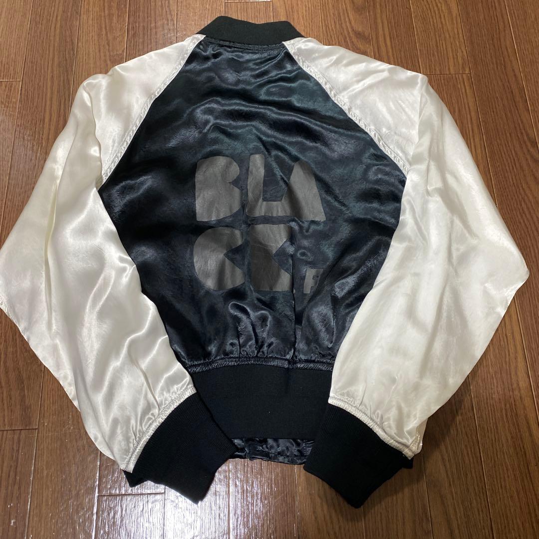 ブラックコムデギャルソン　総キュプラ ラグラン切替 スカジャン m プリント