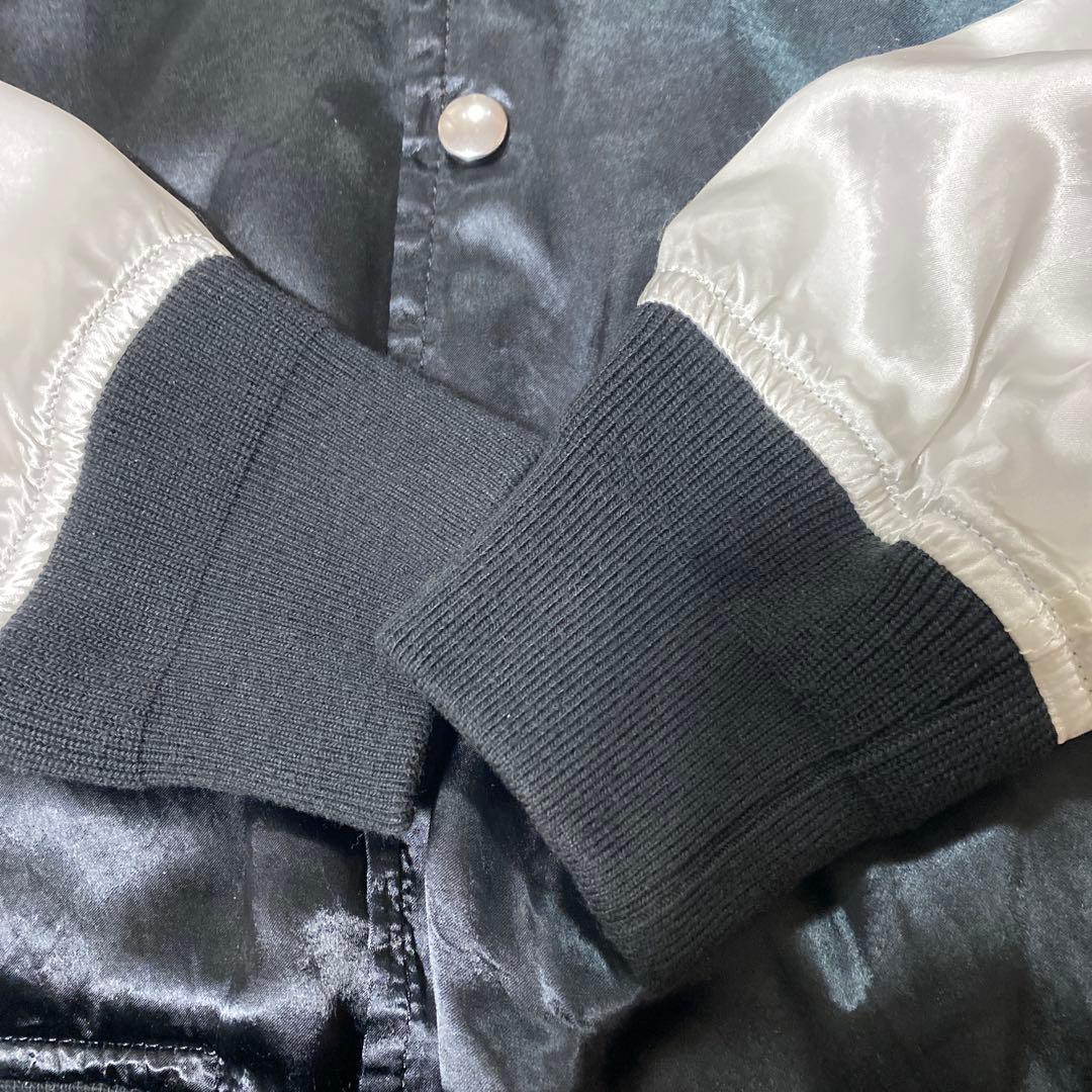 ブラックコムデギャルソン　総キュプラ ラグラン切替 スカジャン m プリント