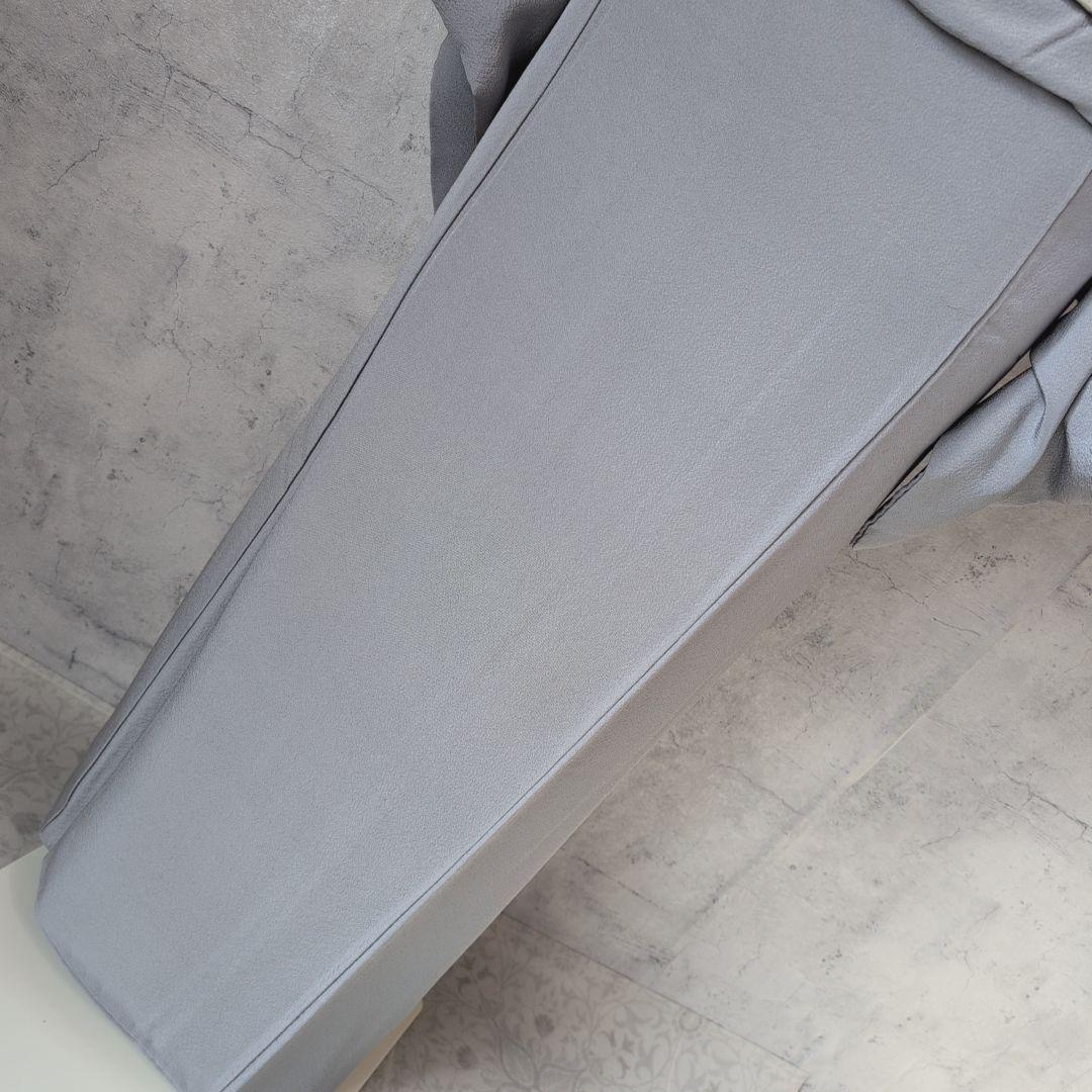 色無地　着物　フルセット　正絹　グレー　帯渦巻き　D2