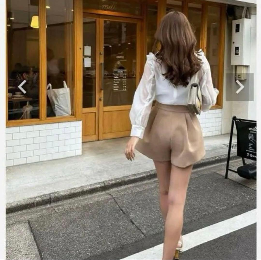 Sheller ベージュ プリーツキュロット ハイウエスト