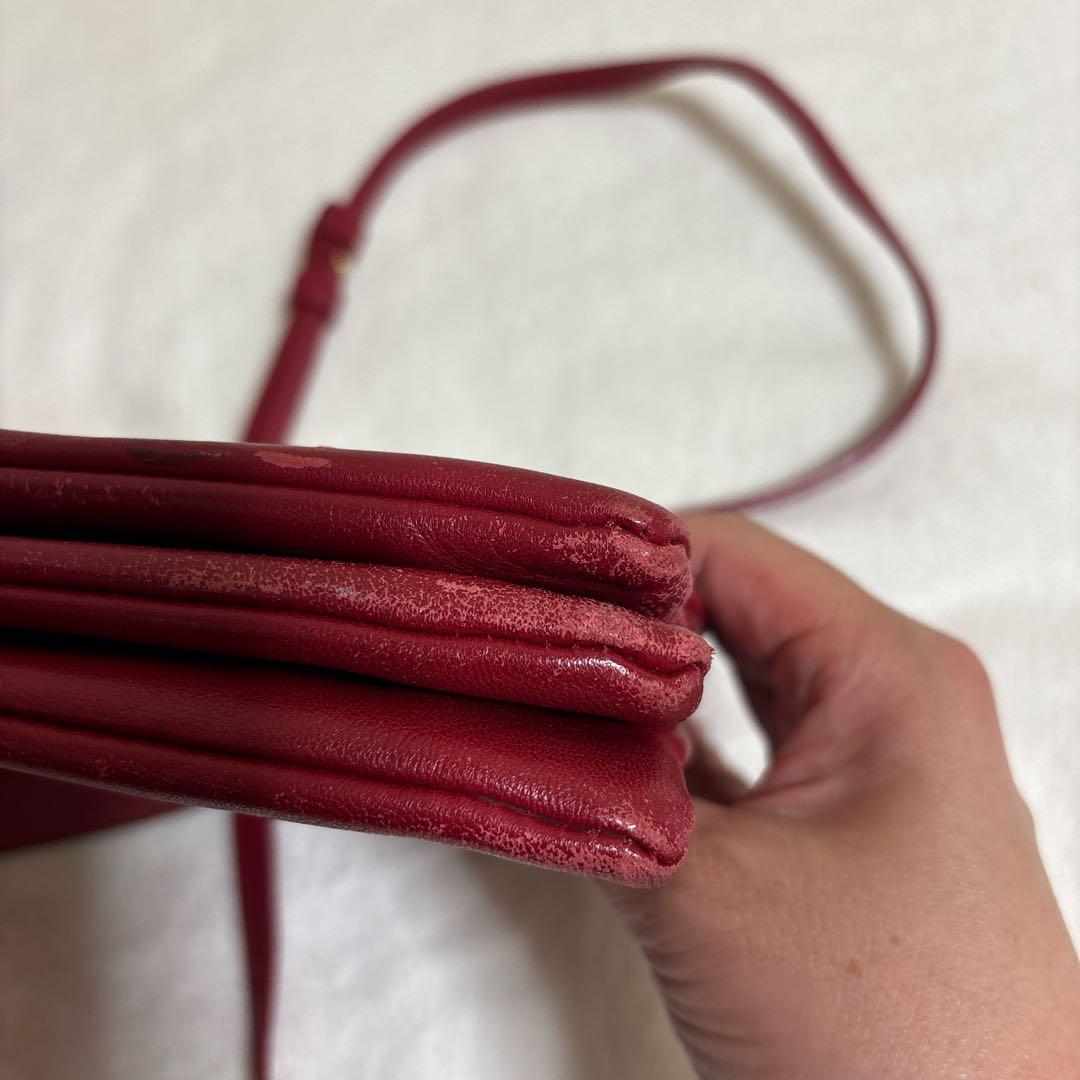 CELINE セリーヌ トリオ ラージ 赤 ショルダーバッグ 難あり