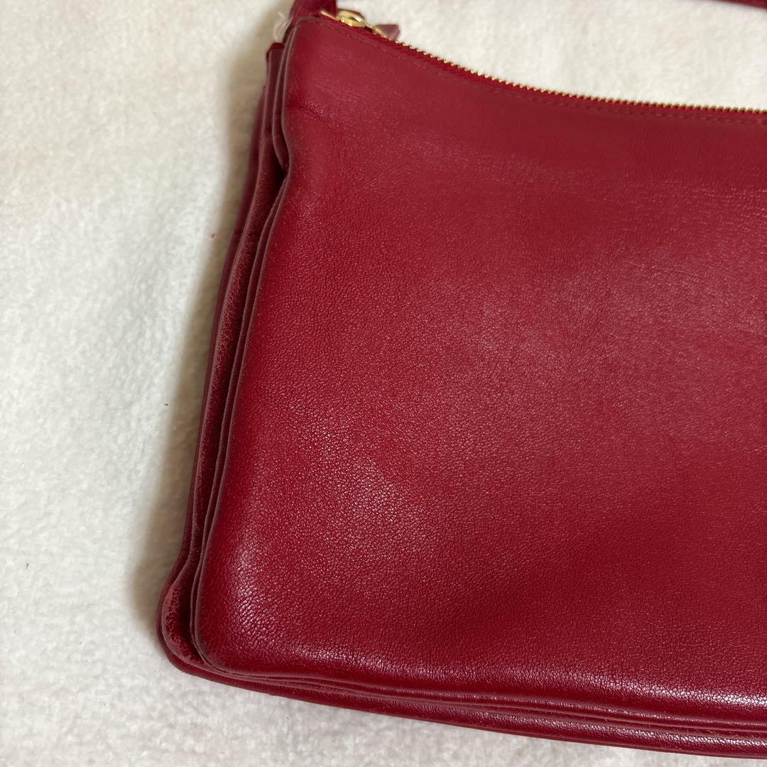 CELINE セリーヌ トリオ ラージ 赤 ショルダーバッグ 難あり