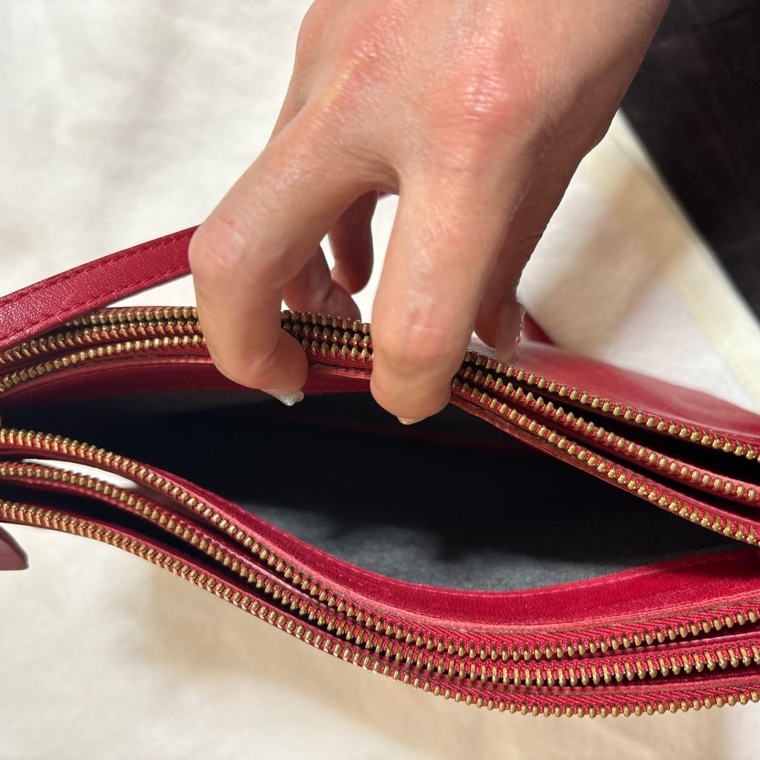 CELINE セリーヌ トリオ ラージ 赤 ショルダーバッグ 難あり