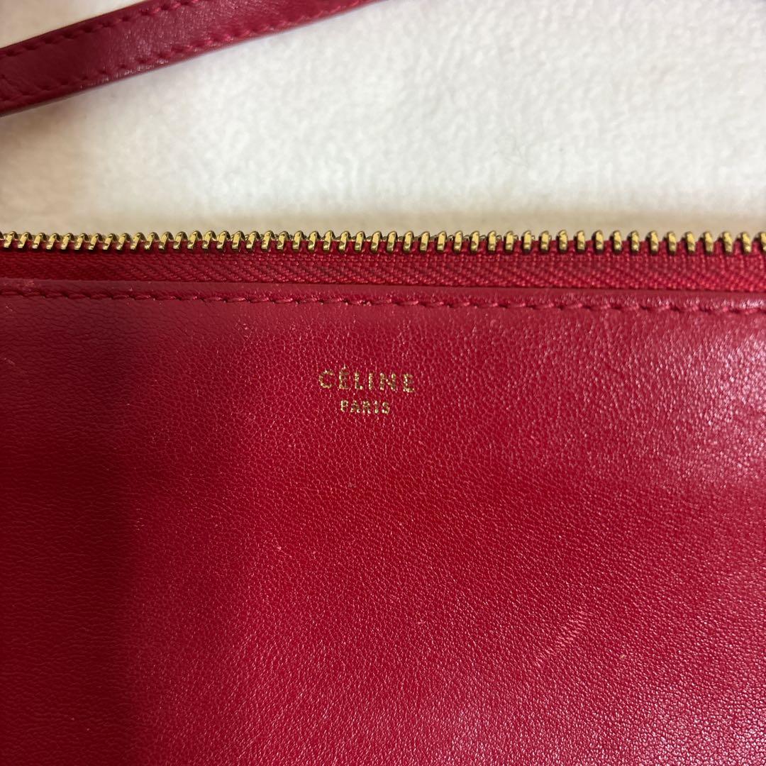 CELINE セリーヌ トリオ ラージ 赤 ショルダーバッグ 難あり