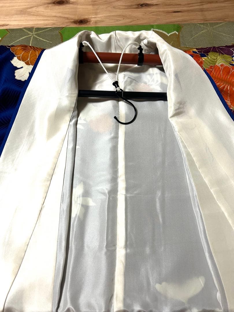 正絹 豪華 濃青色 金糸振り袖 未使用に近い