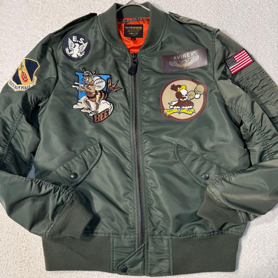 未使用級 メンズXL AVIREX フライトジャケット L-2B ワッペン 刺繍