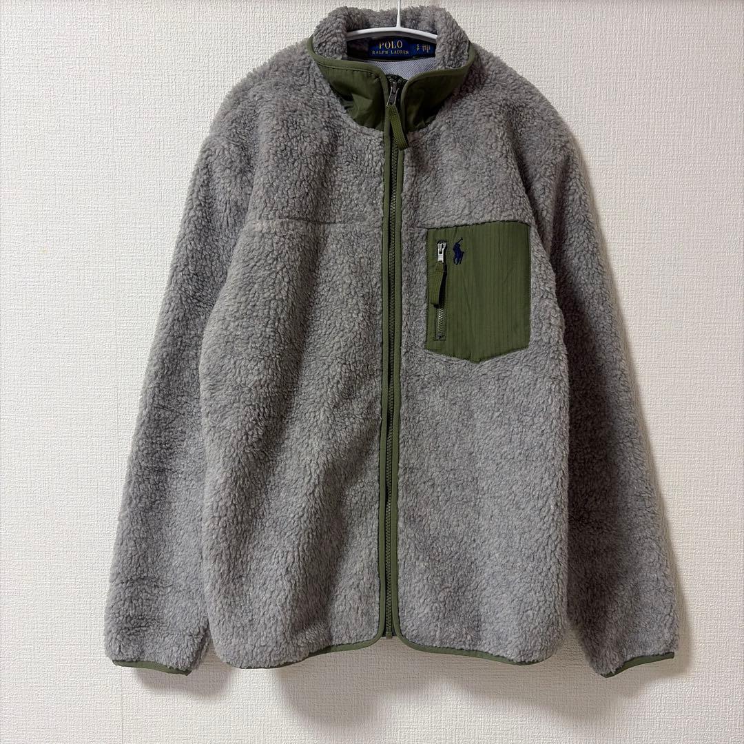 ポロラルフローレン　ボアジャケット　グレー　グリーン　S〜M 長袖　ブルゾン