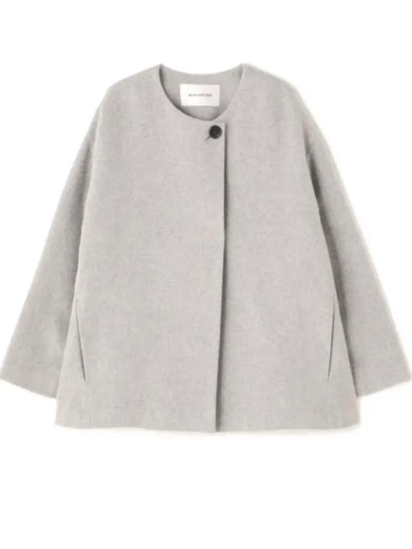 美品NATURAL BEAUTY BASIC カシミア混ノーカラーコート