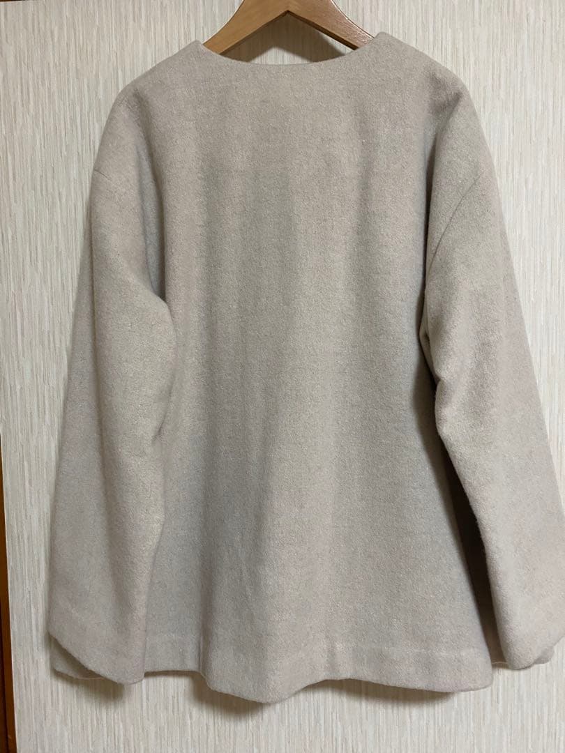 美品NATURAL BEAUTY BASIC カシミア混ノーカラーコート