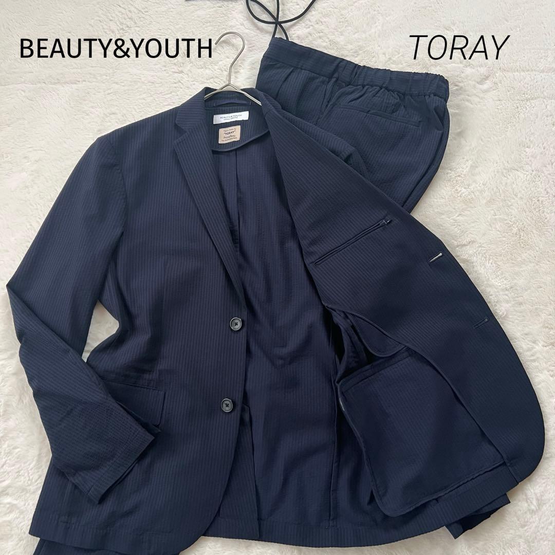 極美品✨ビューティーアンドユース　セットアップ　シアサッカー　洗える　M 夏