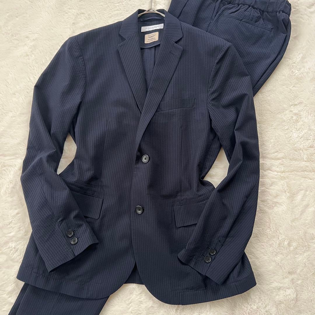 極美品✨ビューティーアンドユース　セットアップ　シアサッカー　洗える　M 夏