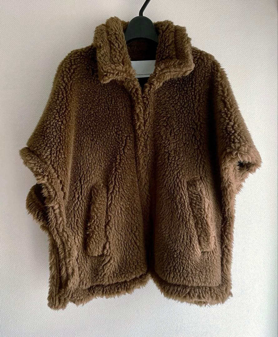 美品　TICCA/ティッカ ウールファーポンチョ　ブラウン