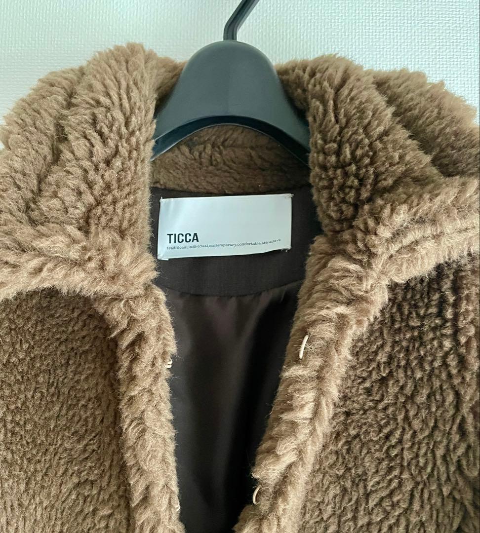 美品　TICCA/ティッカ ウールファーポンチョ　ブラウン