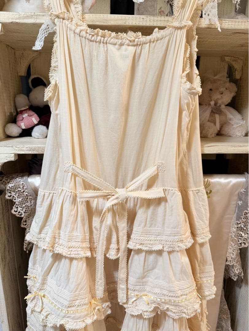 pinkhouse フリル付きクリームイエローノースリーブワンピース