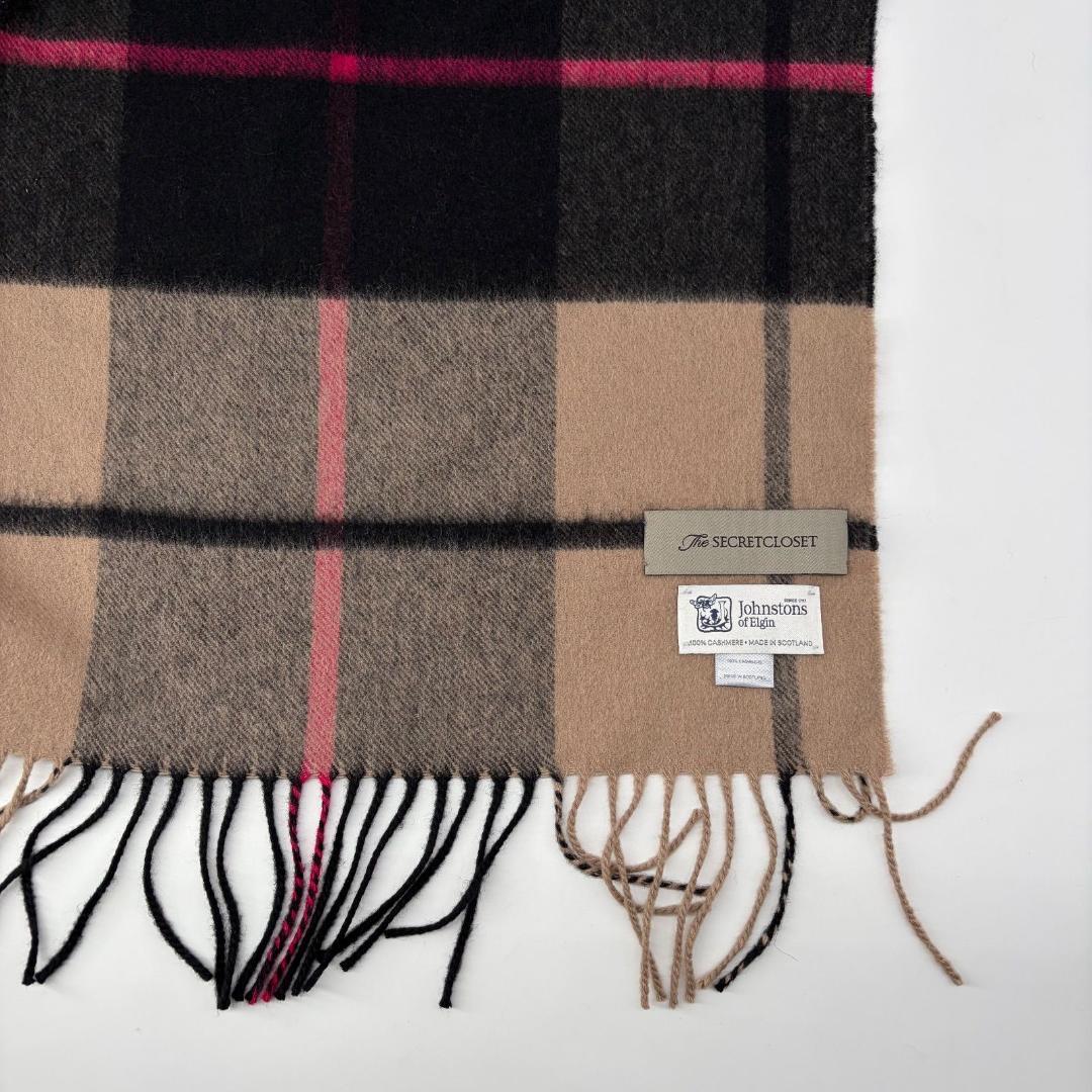 16226✨ジョンストンズ カシミヤ100% 大判ストール マフラー チェック