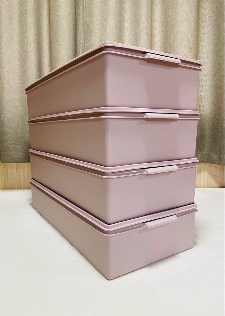 美品/4個セット/タッパーウェア/ロングスーパーケース/ピンク/収納/衣装ケース