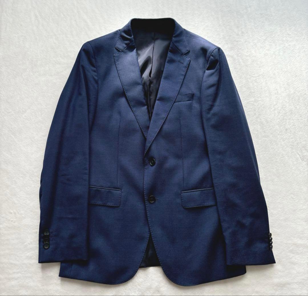 【美品】ヒューゴボス　スリーピーススーツ　ブルー系　ストレッチ性　メンズ　紳士服