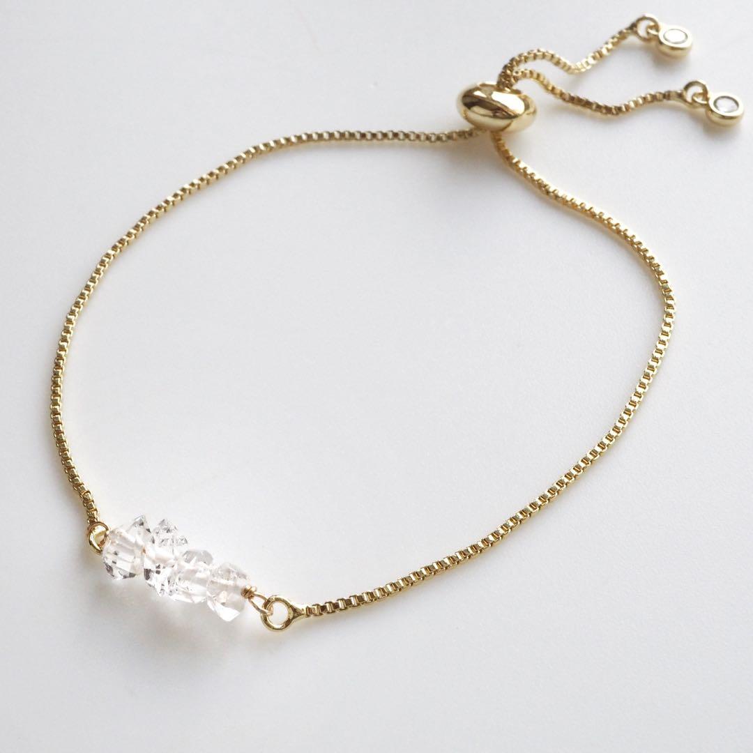 【TOMO】ハーキマーダイヤモンドのスライダーチェーンブレスレット