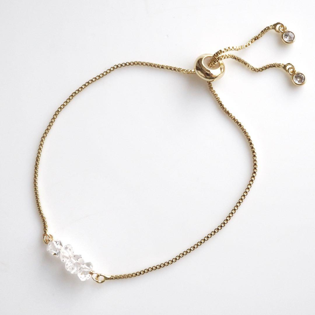 【TOMO】ハーキマーダイヤモンドのスライダーチェーンブレスレット