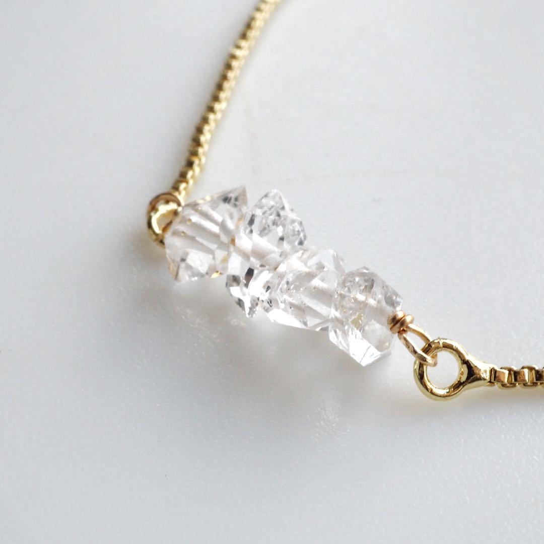 【TOMO】ハーキマーダイヤモンドのスライダーチェーンブレスレット