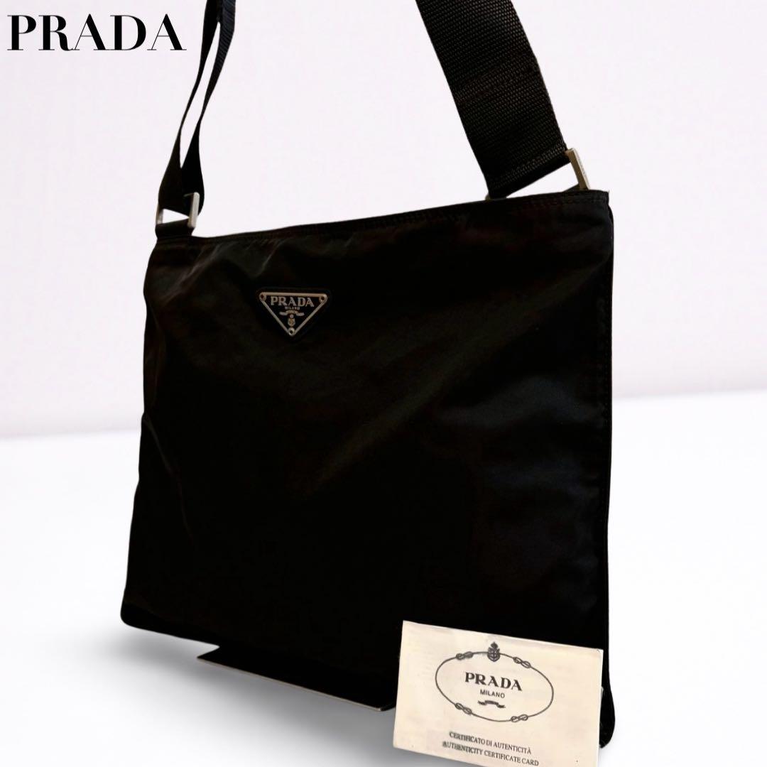 【正規品】プラダ PRADA ナイロン ショルダーバッグ 黒 三角ロゴ 男女兼用
